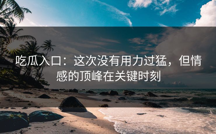 吃瓜入口:这次没有用力过猛,但情感的顶峰在关键时刻
