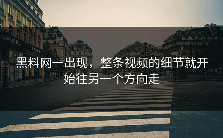 黑料网一出现，整条视频的细节就开始往另一个方向走