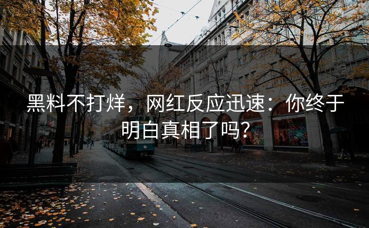 黑料不打烊，网红反应迅速：你终于明白真相了吗？