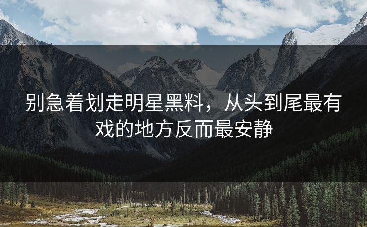 别急着划走明星黑料，从头到尾最有戏的地方反而最安静