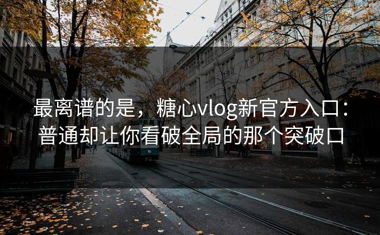最离谱的是，糖心vlog新官方入口：普通却让你看破全局的那个突破口