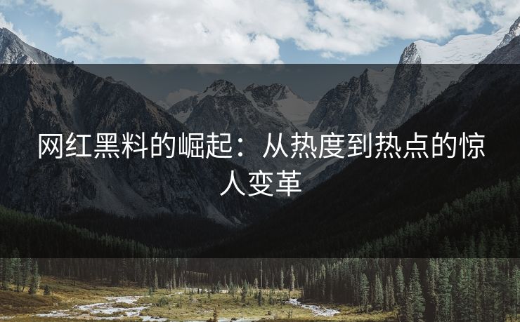 网红黑料的崛起:从热度到热点的惊人变革