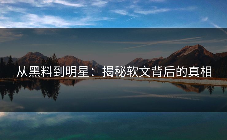 从黑料到明星：揭秘软文背后的真相