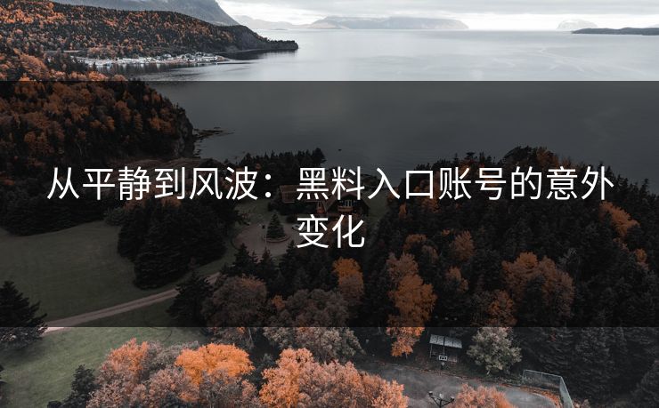 从平静到风波:黑料入口账号的意外变化