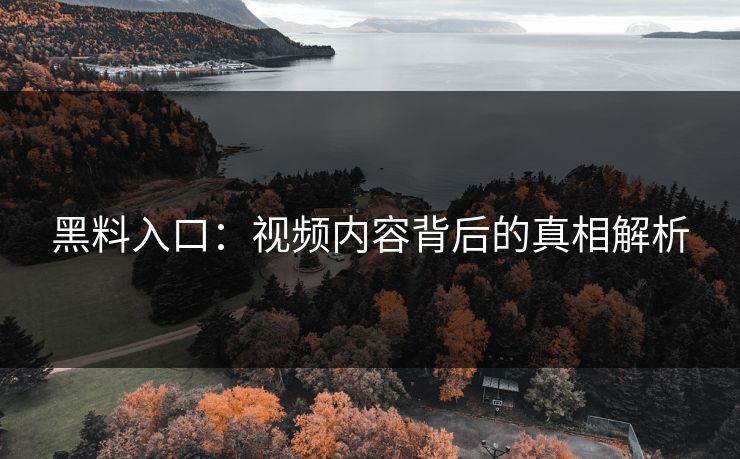 黑料入口:视频内容背后的真相解析